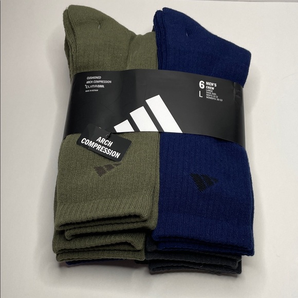 adidas Other - NWT adidas Men's Crew Socks in Olive & Navy - 6 Pack